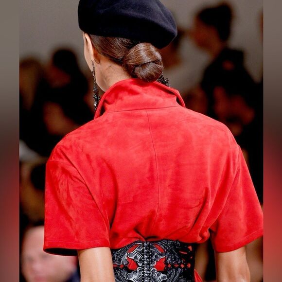 Ralph Lauren Collection * Spring 13 Black Western Tooled Leather Contour Belt - Picture 6 of 17